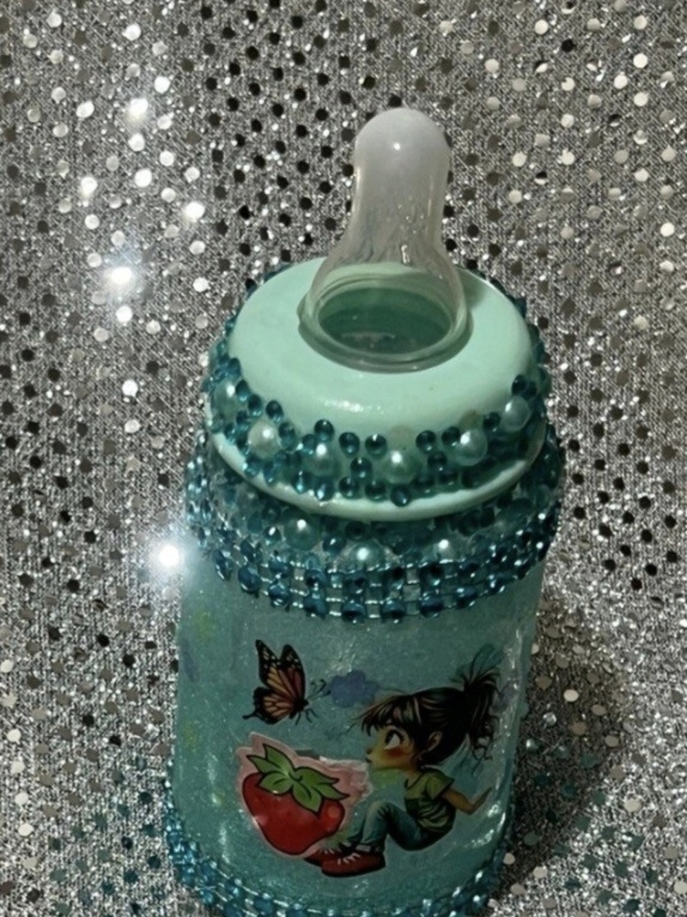Decorative Aqua Beaded   Reborm Doll Bottle
